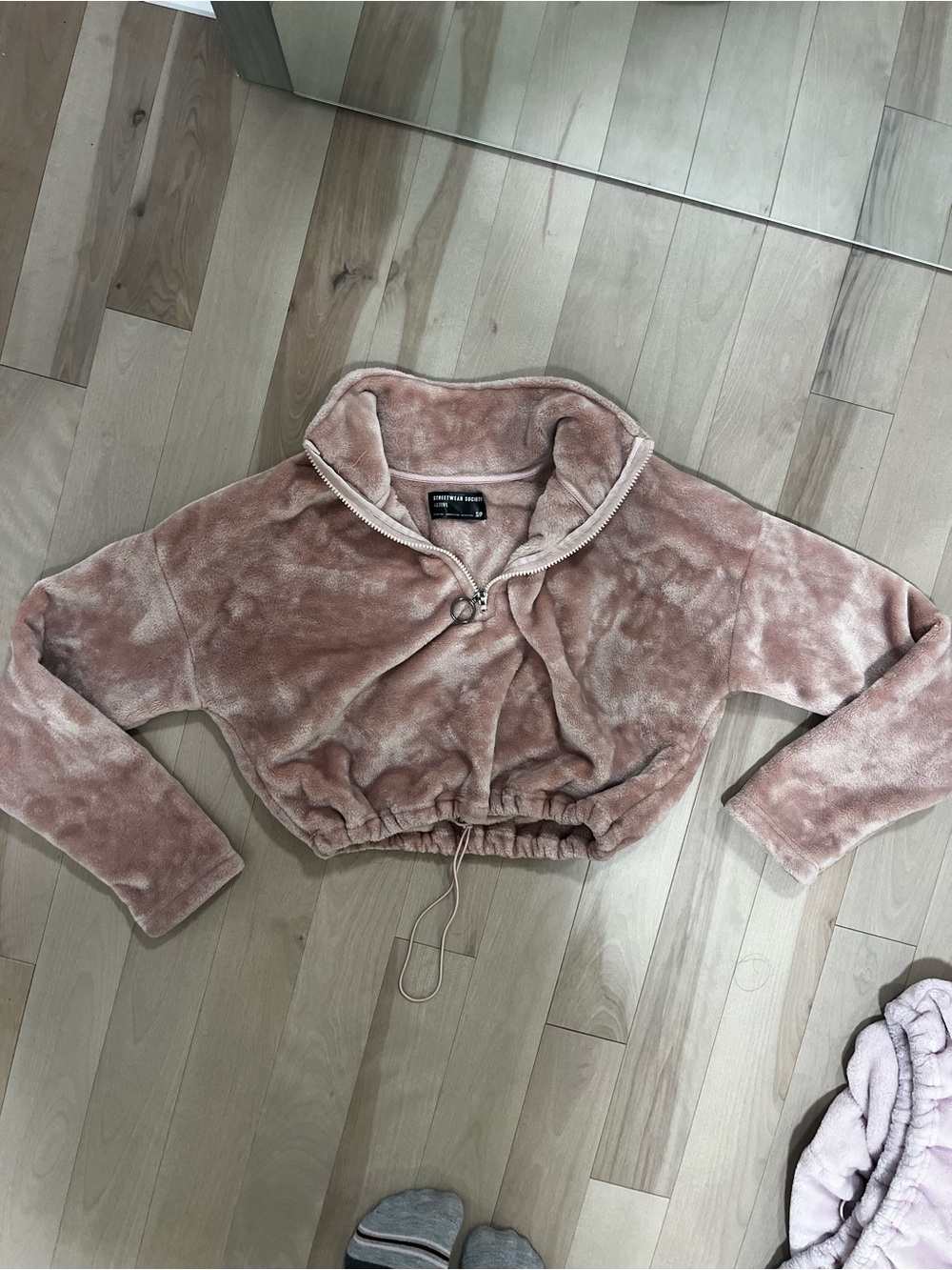 Urban Planet Rose Pink Plush Cropped Hoodie